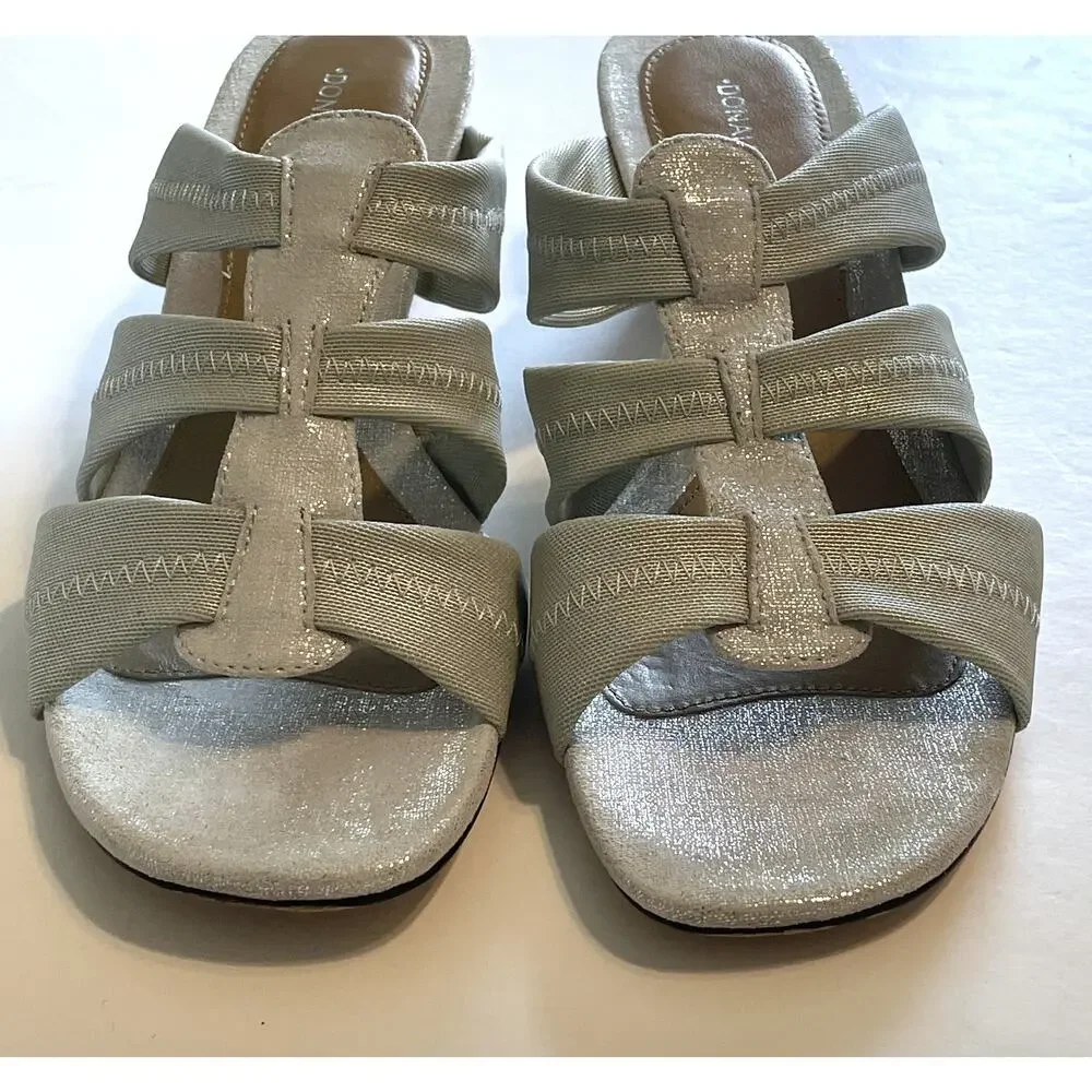 Donald J. Pliner HAIA Open Toe Sandals Womens Size 10 Mint Green Silver Metallic